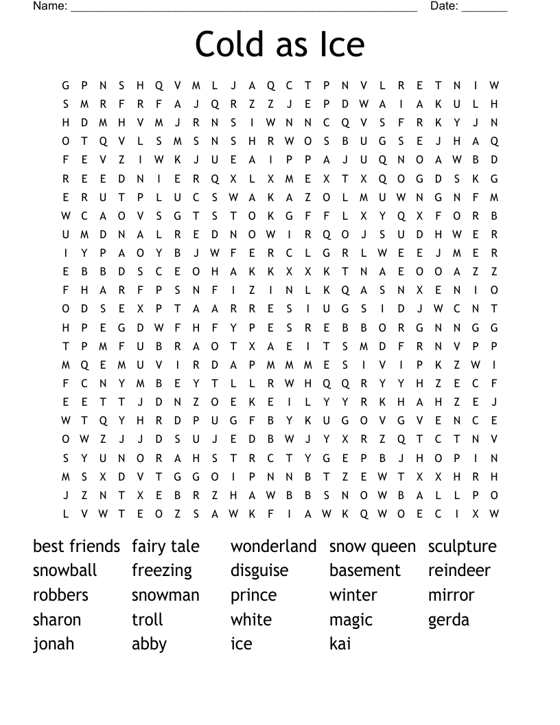 Cold as Ice Word Search