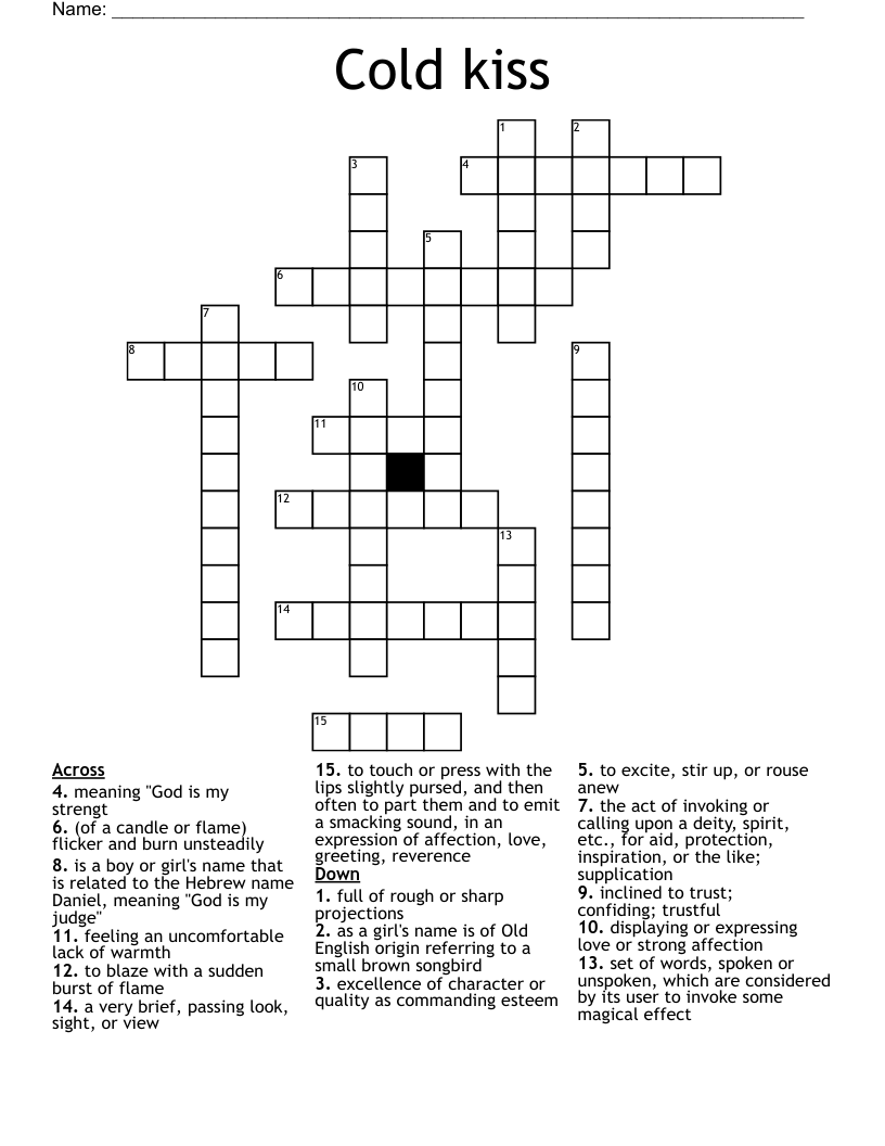 Cold kiss Crossword