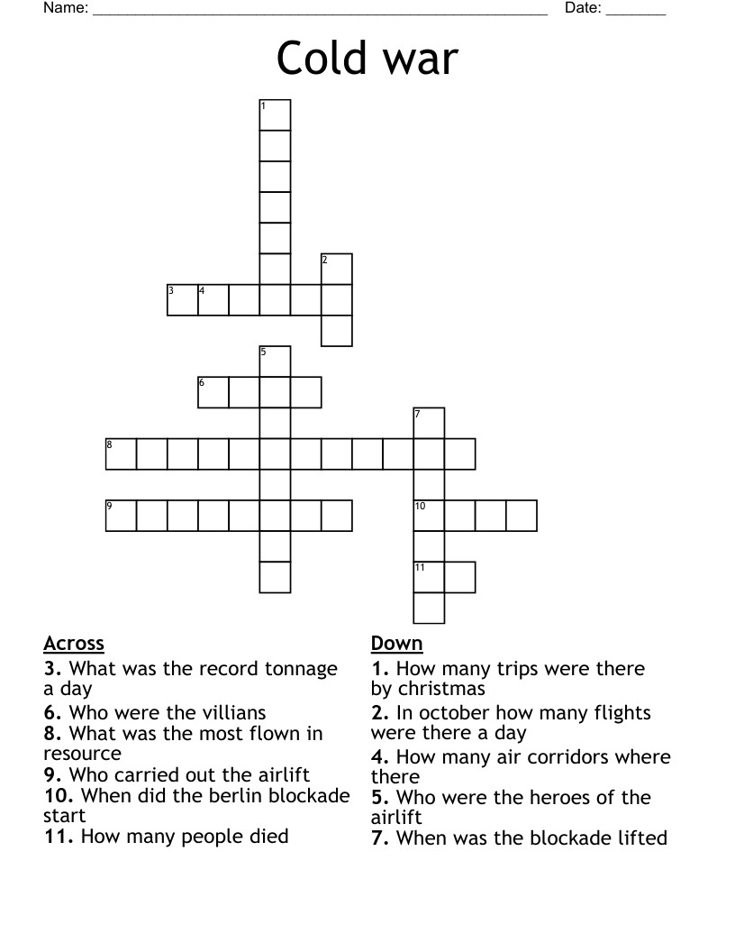 Cold war Crossword