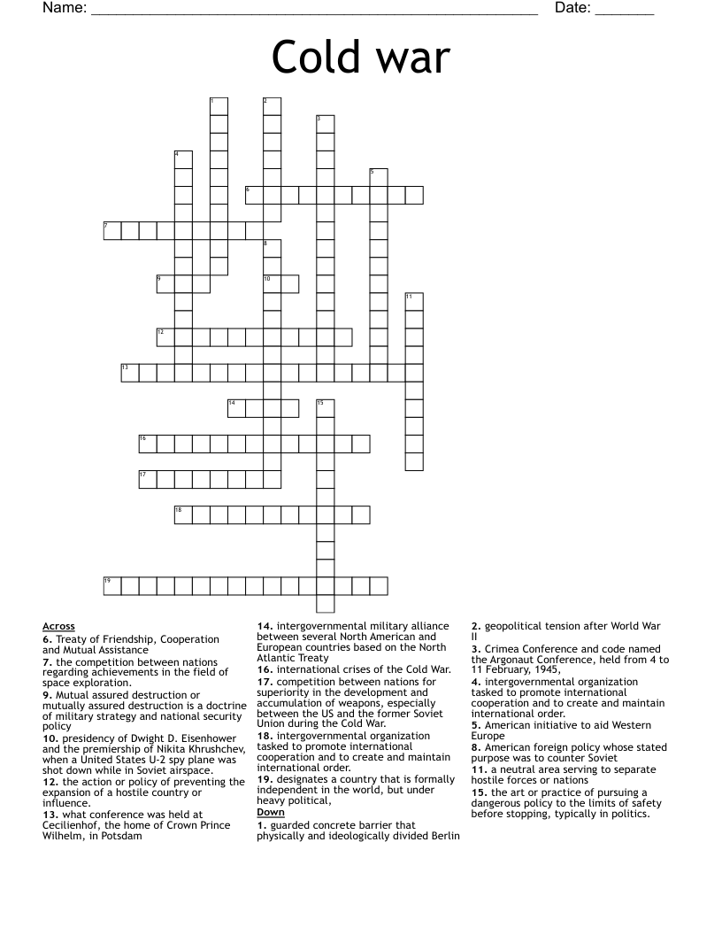 Cold war Crossword