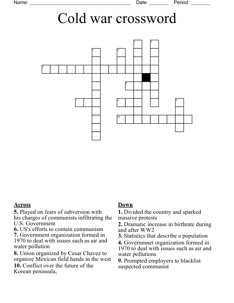 Cold war crossword