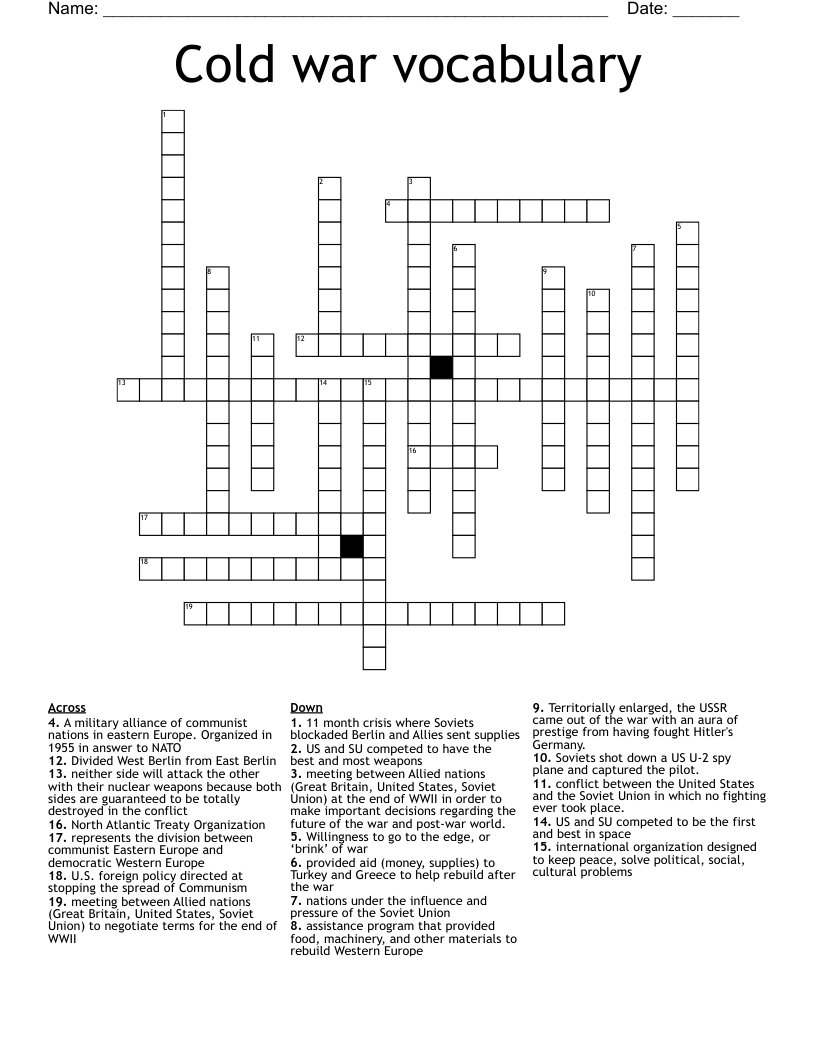 Cold war vocabulary Crossword