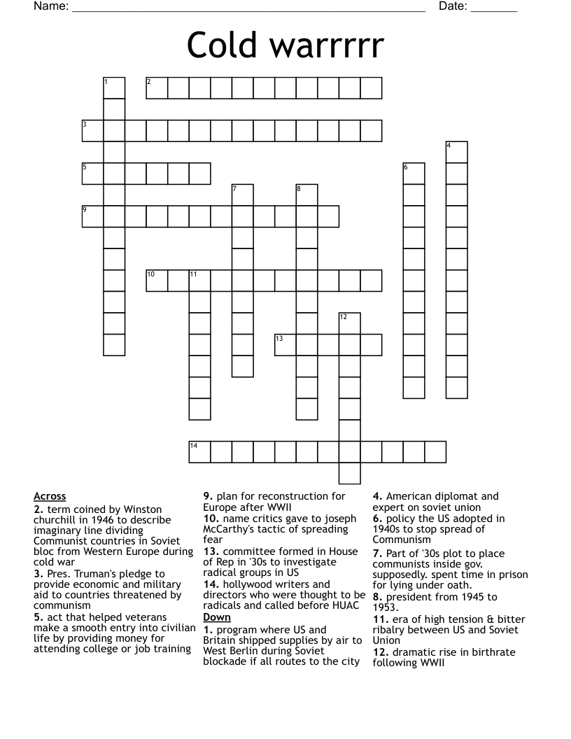 Cold warrrrr Crossword