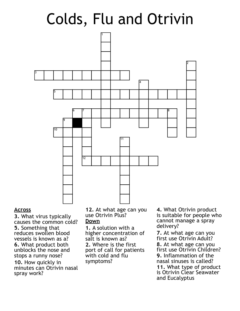 Colds, Flu and Otrivin Crossword