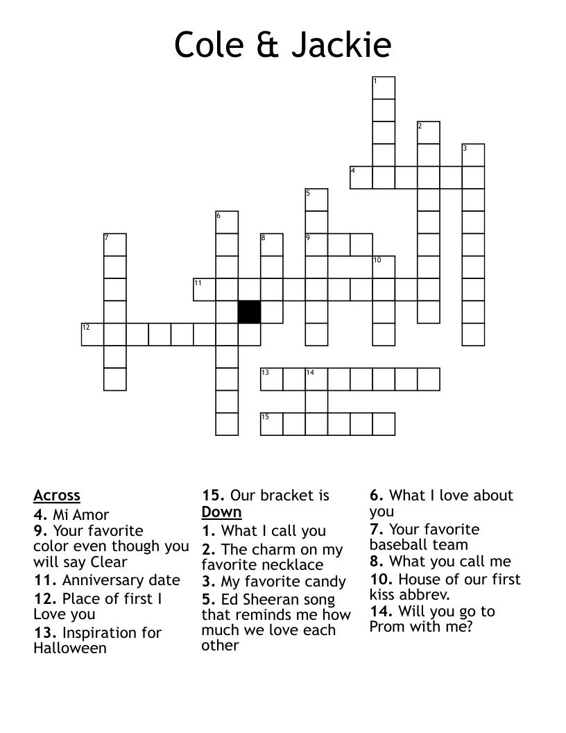 Cole & Jackie Crossword