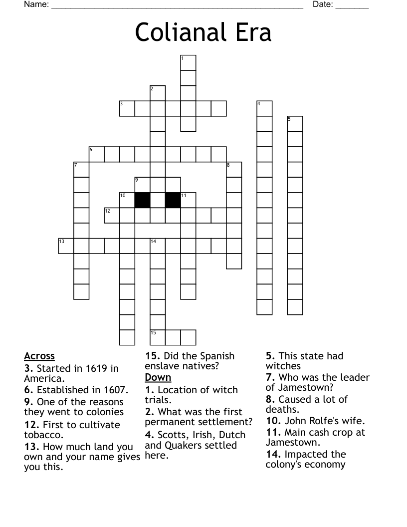 Colianal Era Crossword