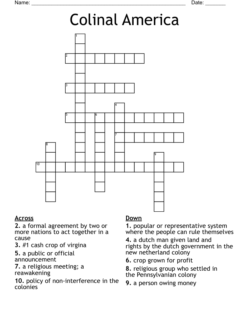 Colinal America Crossword