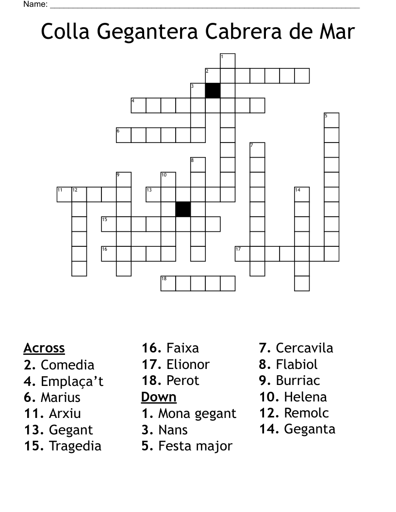 Colla Gegantera Cabrera de Mar Crossword