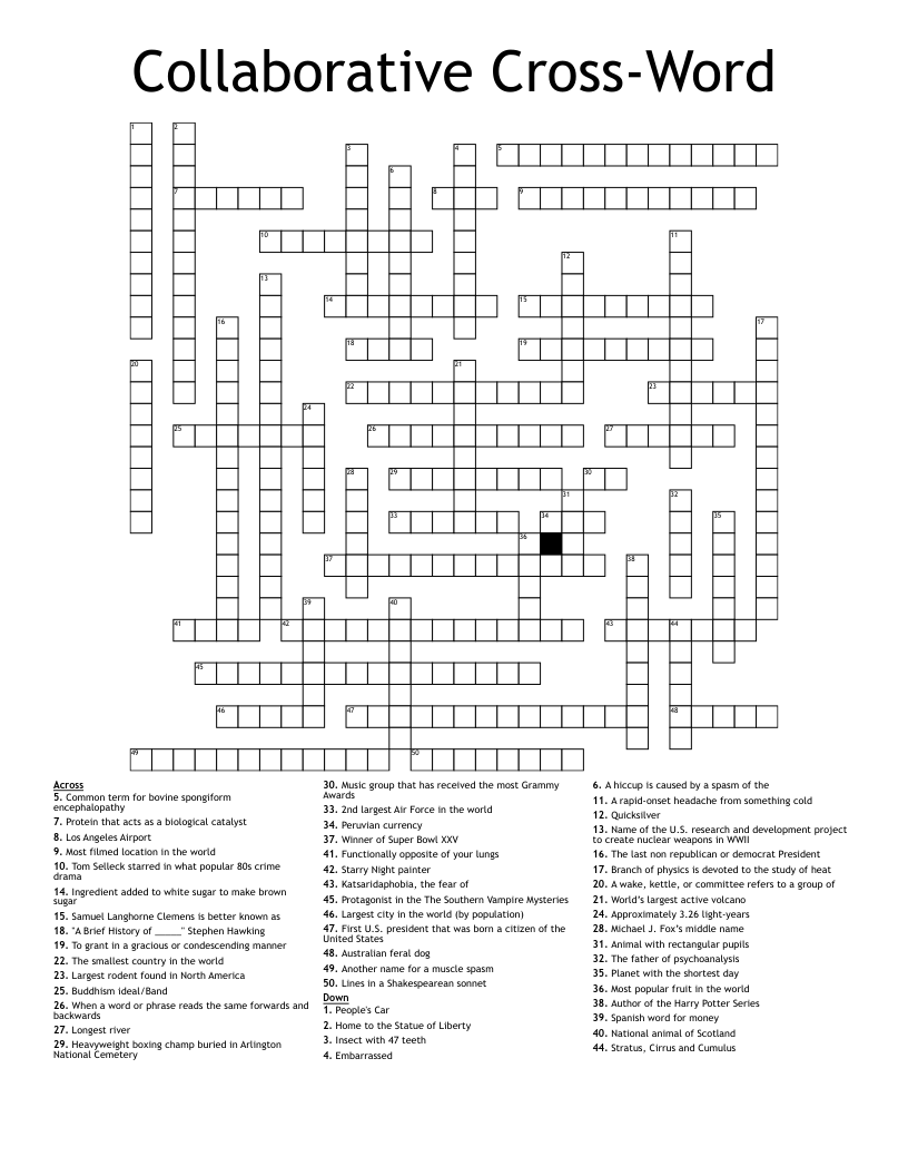 Collaborative Cross-Word Crossword