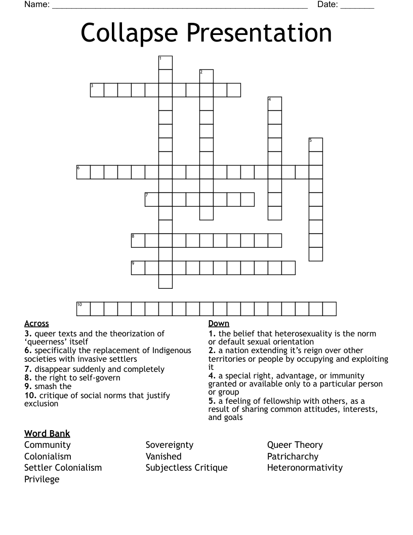 Collapse Presentation Crossword