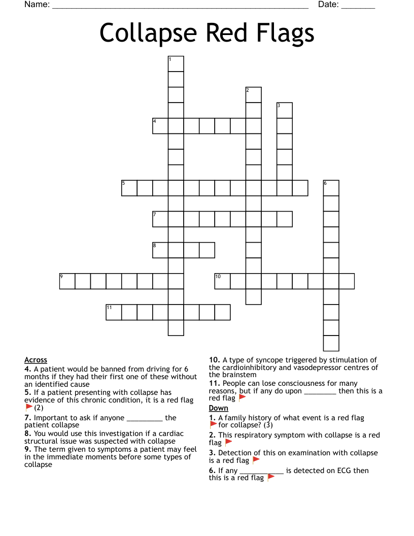 Collapse Red Flags Crossword