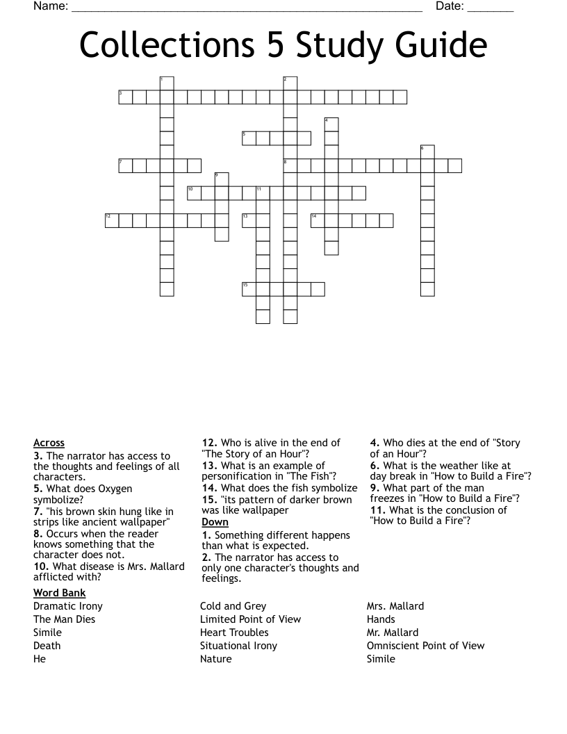 Collections 5 Study Guide Crossword