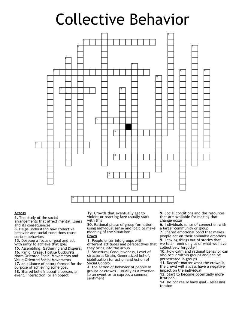 Collective Behavior  Crossword