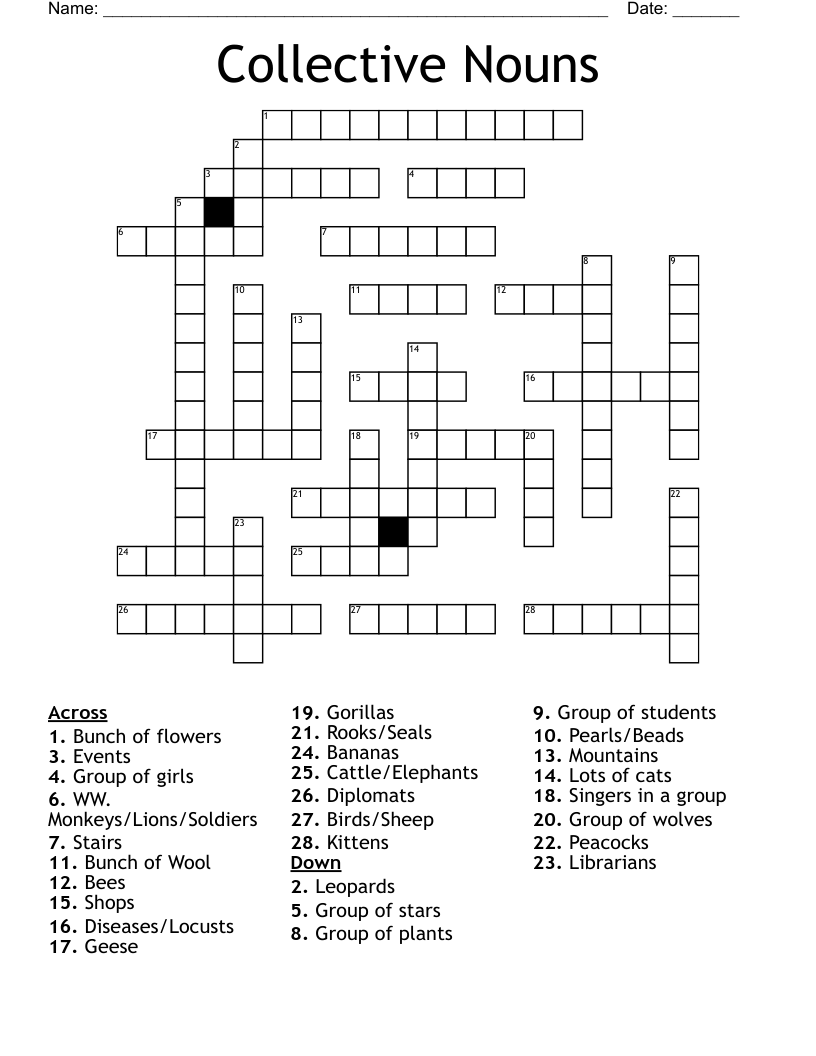 Collective Nouns Crossword
