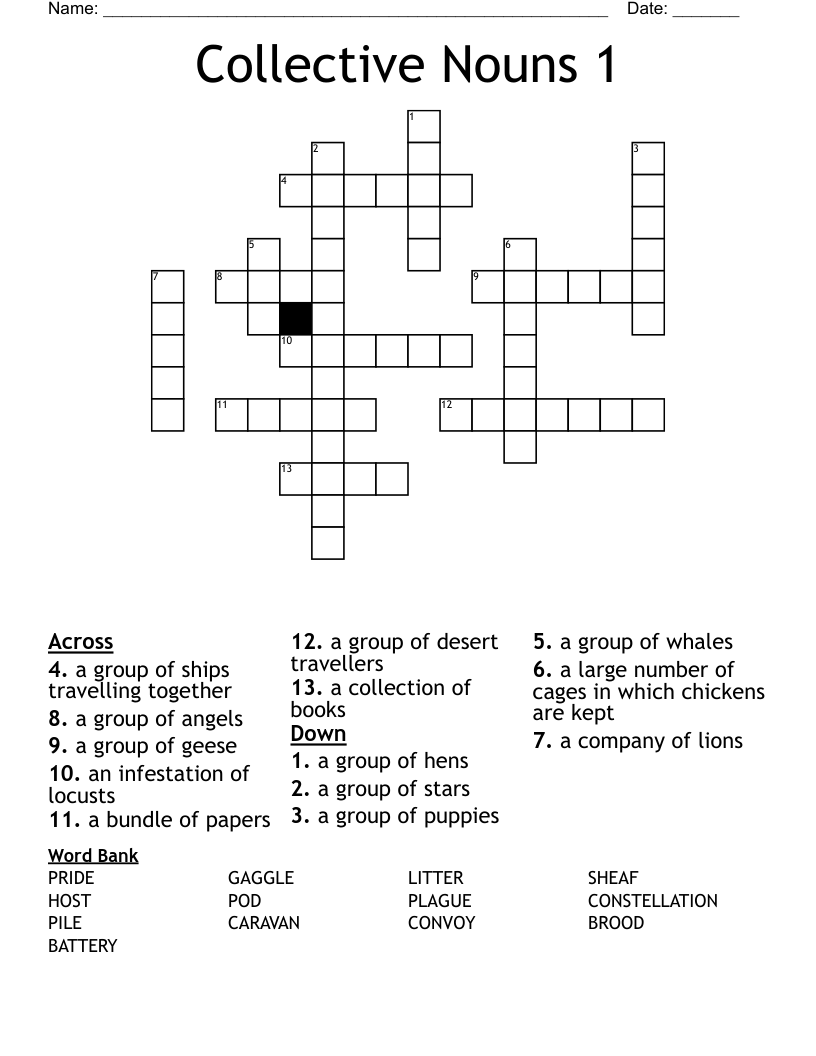 Collective Nouns 1 Crossword