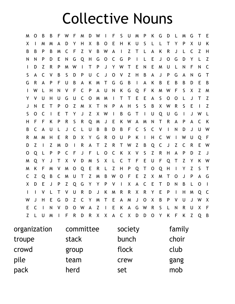 Collective Nouns Word Search