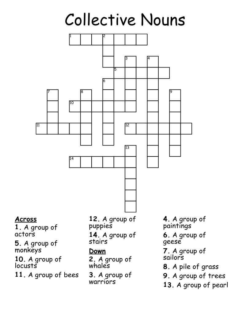 Collective Nouns Crossword