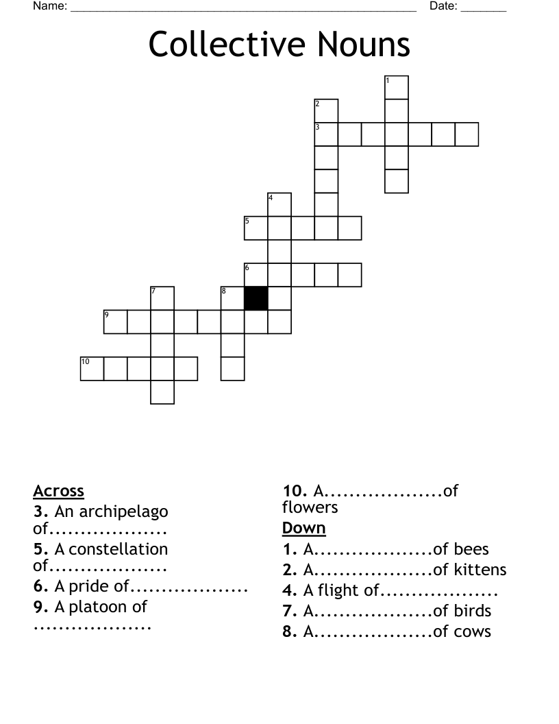 Collective Nouns Crossword
