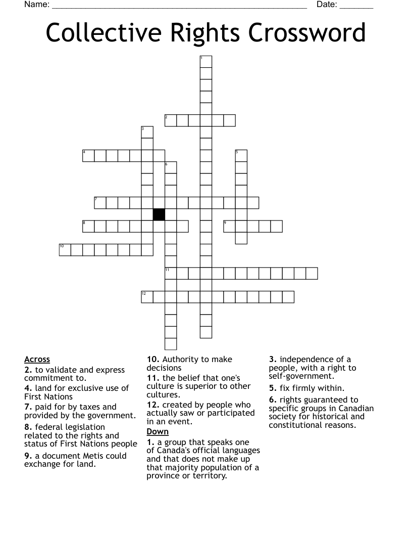 Collective Rights Crossword