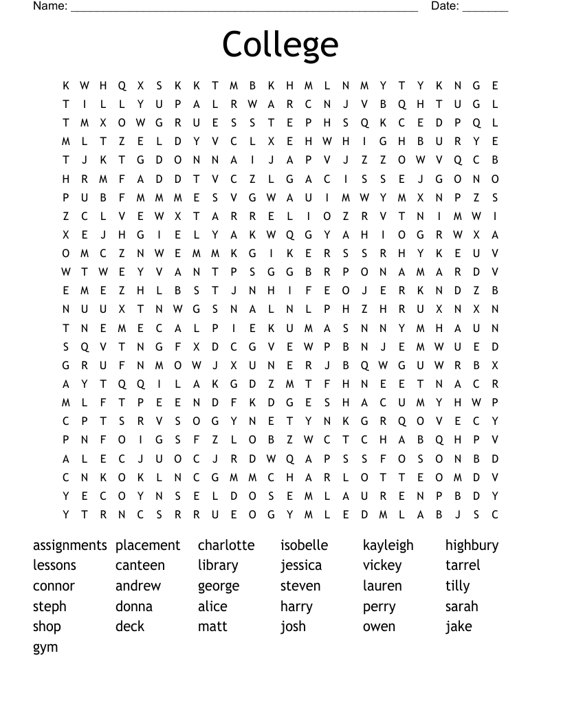 College Word Search