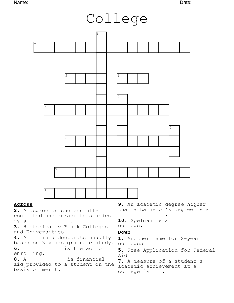 College Crossword