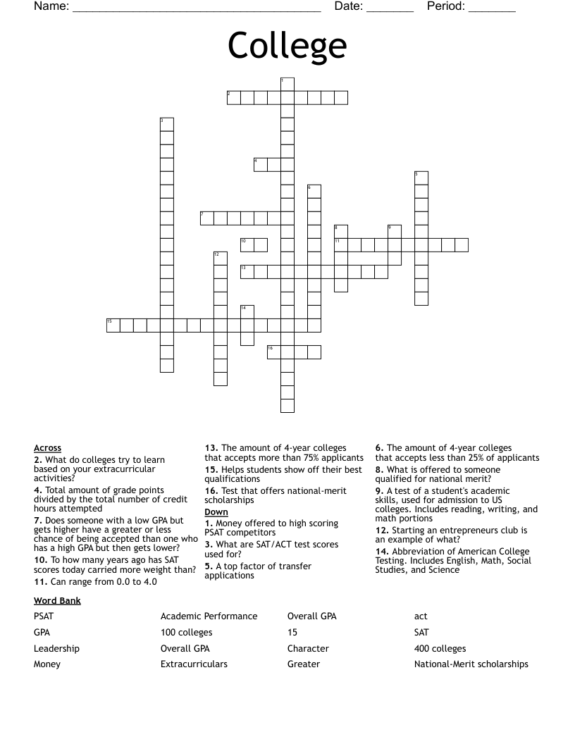 College Crossword