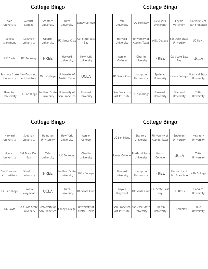 College Bingo