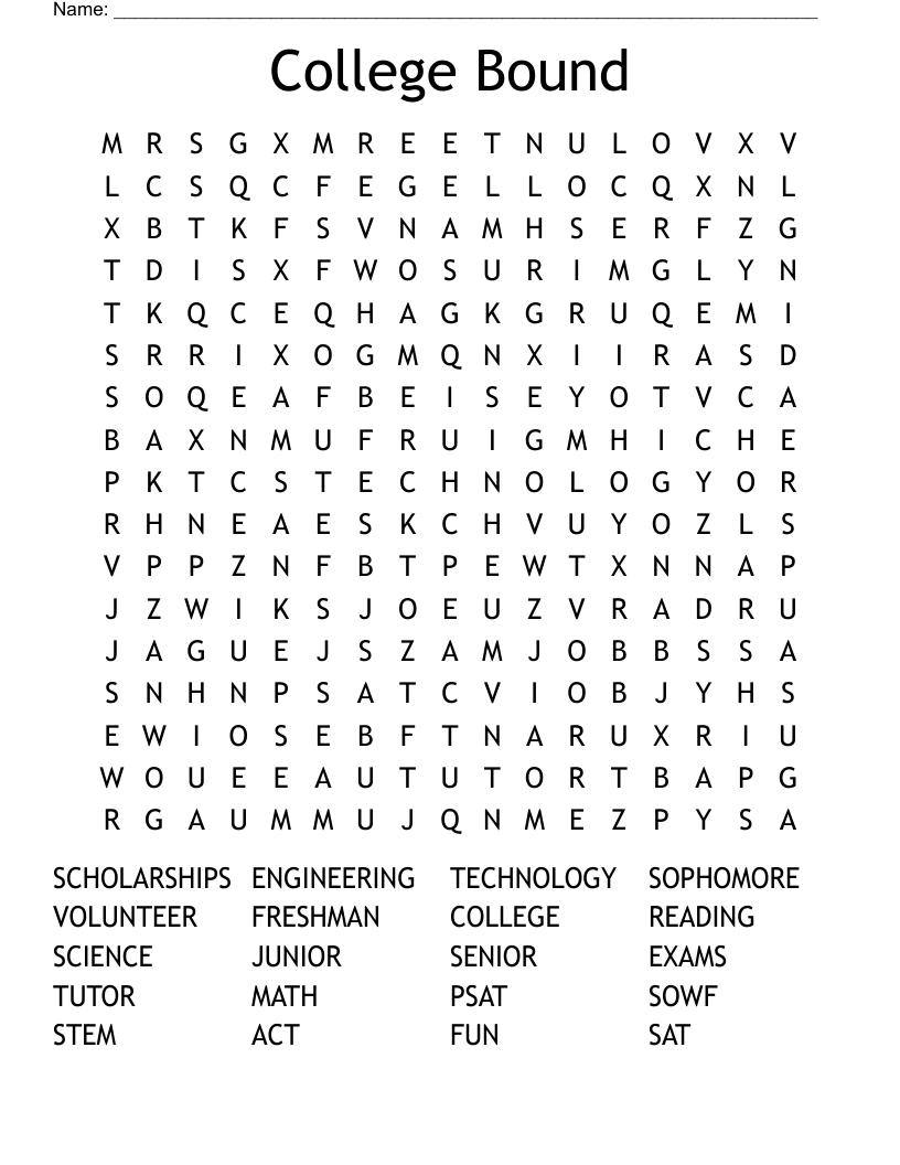 College Bound Word Search