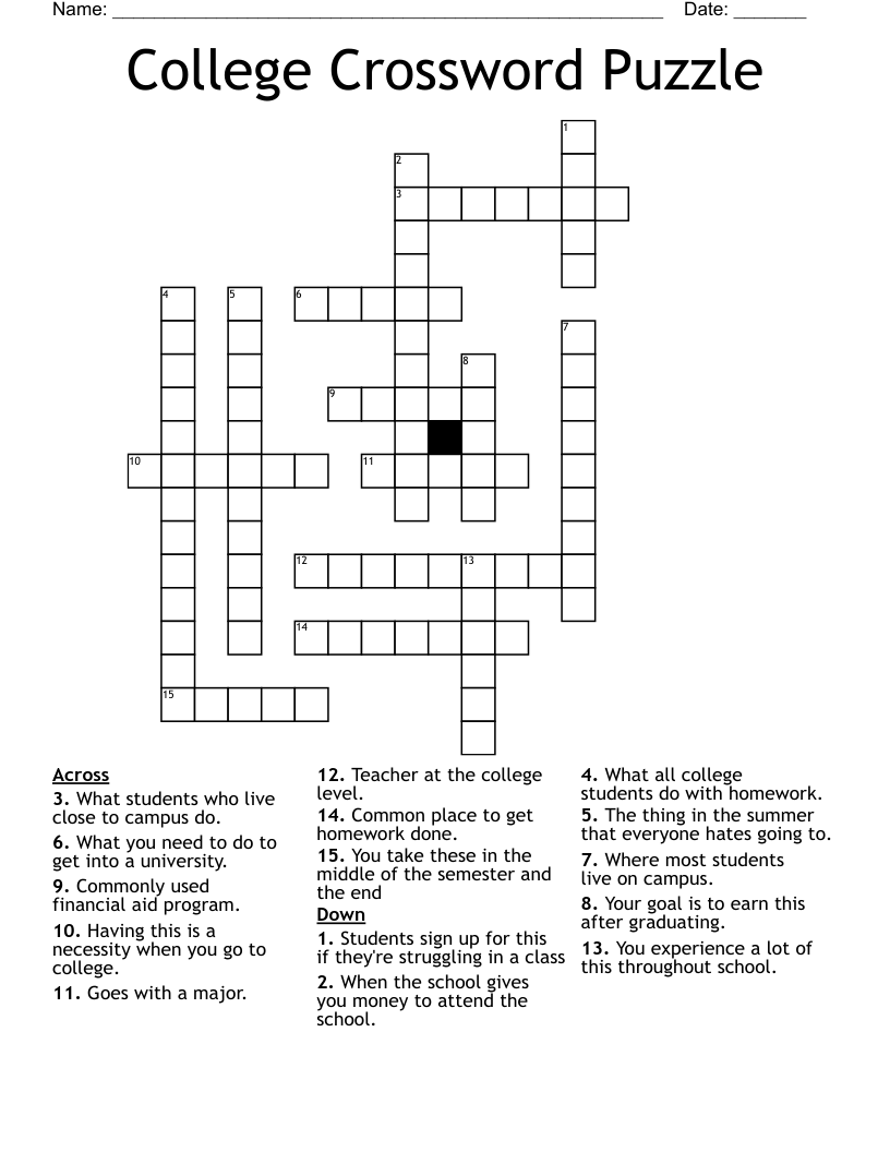 College Crossword Puzzle