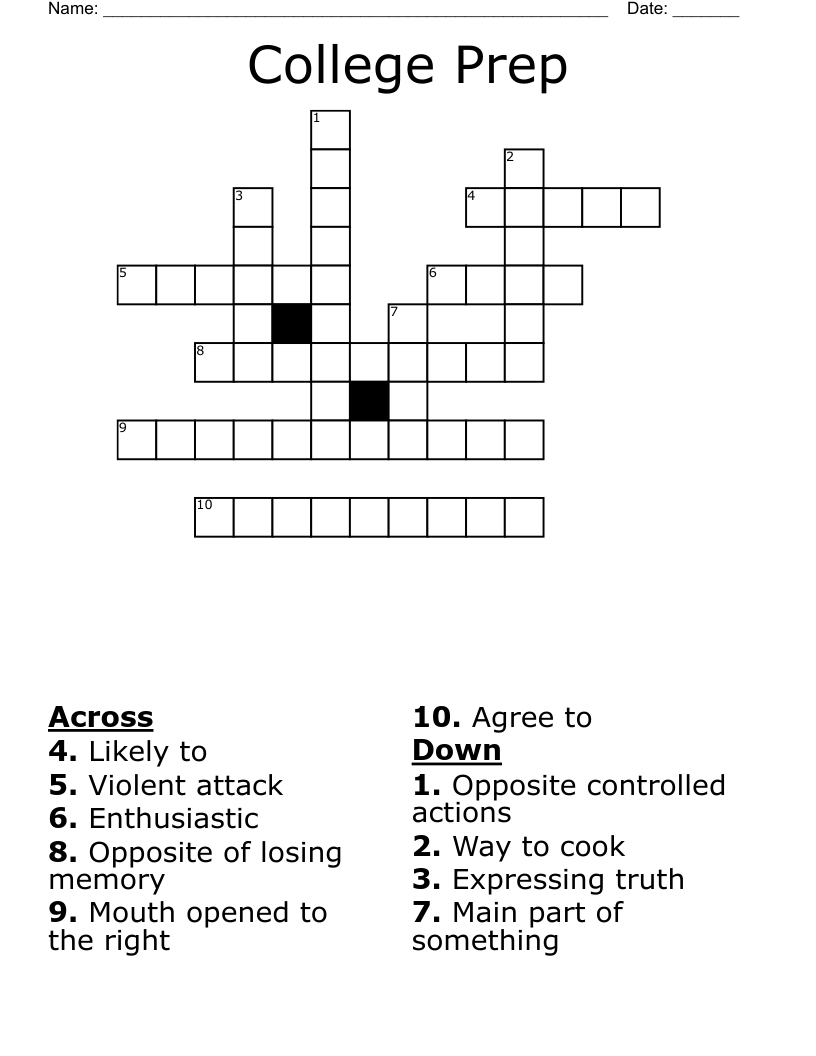 College Prep Crossword