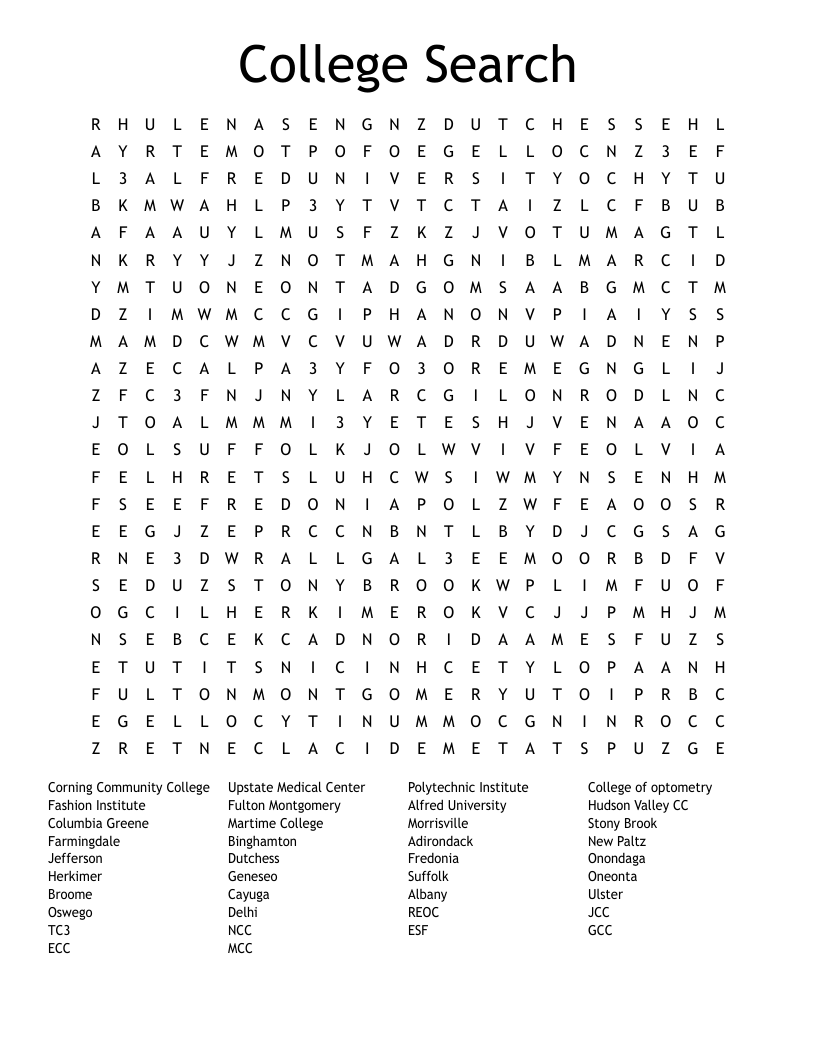 College Search Word Search