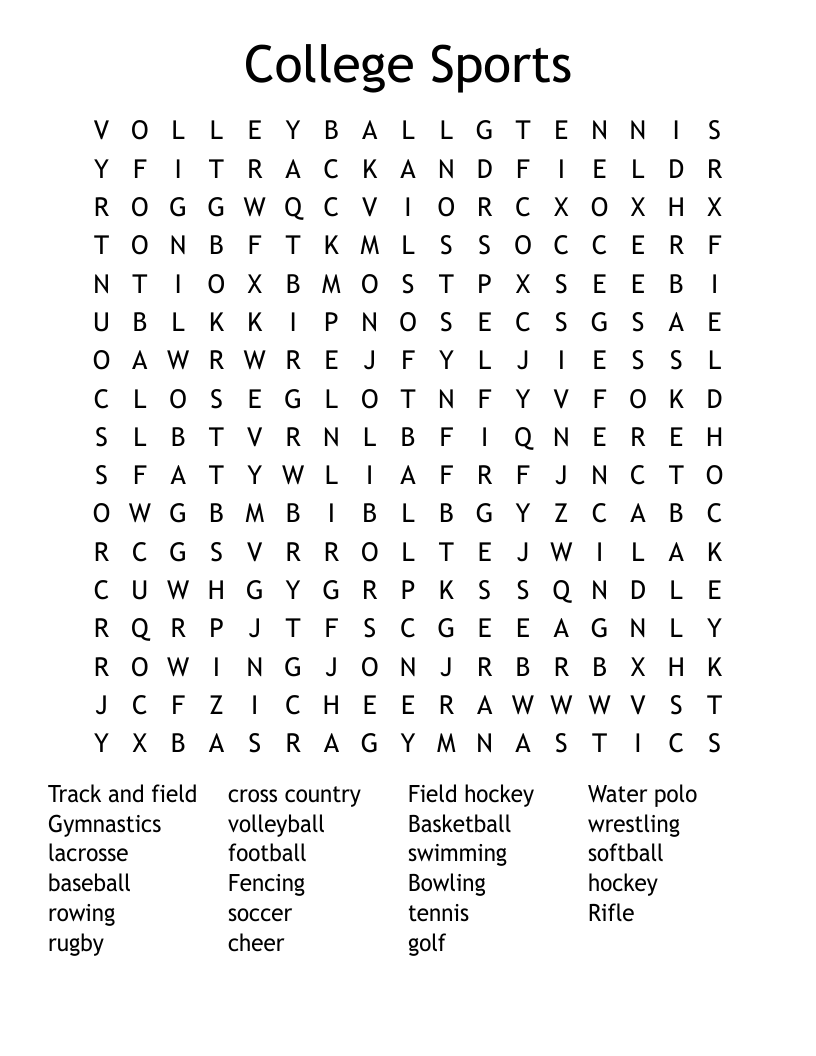 College Sports Word Search