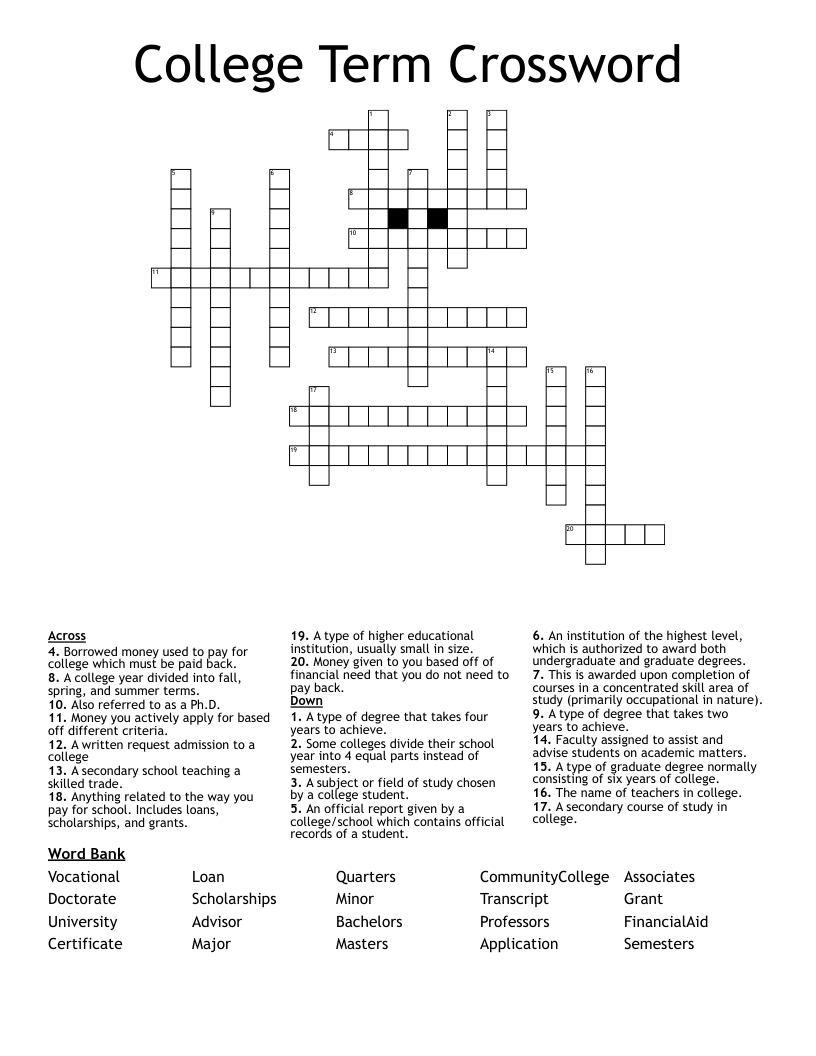 College Term Crossword