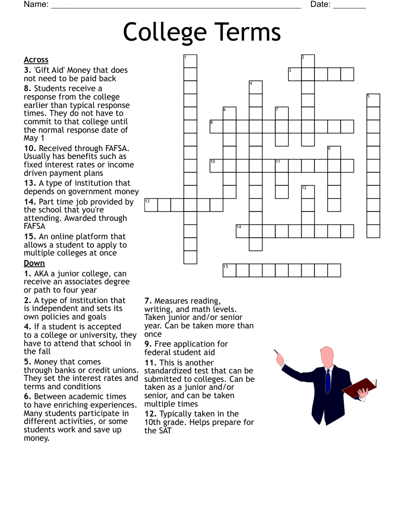 College Terms Crossword