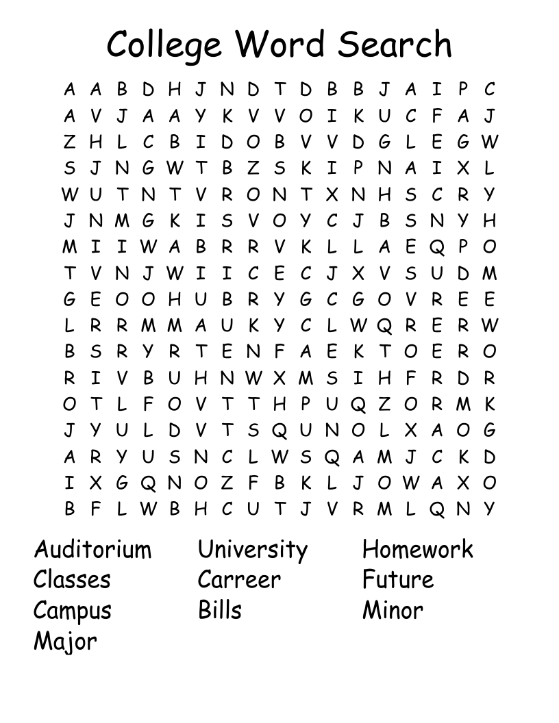 College Word Search