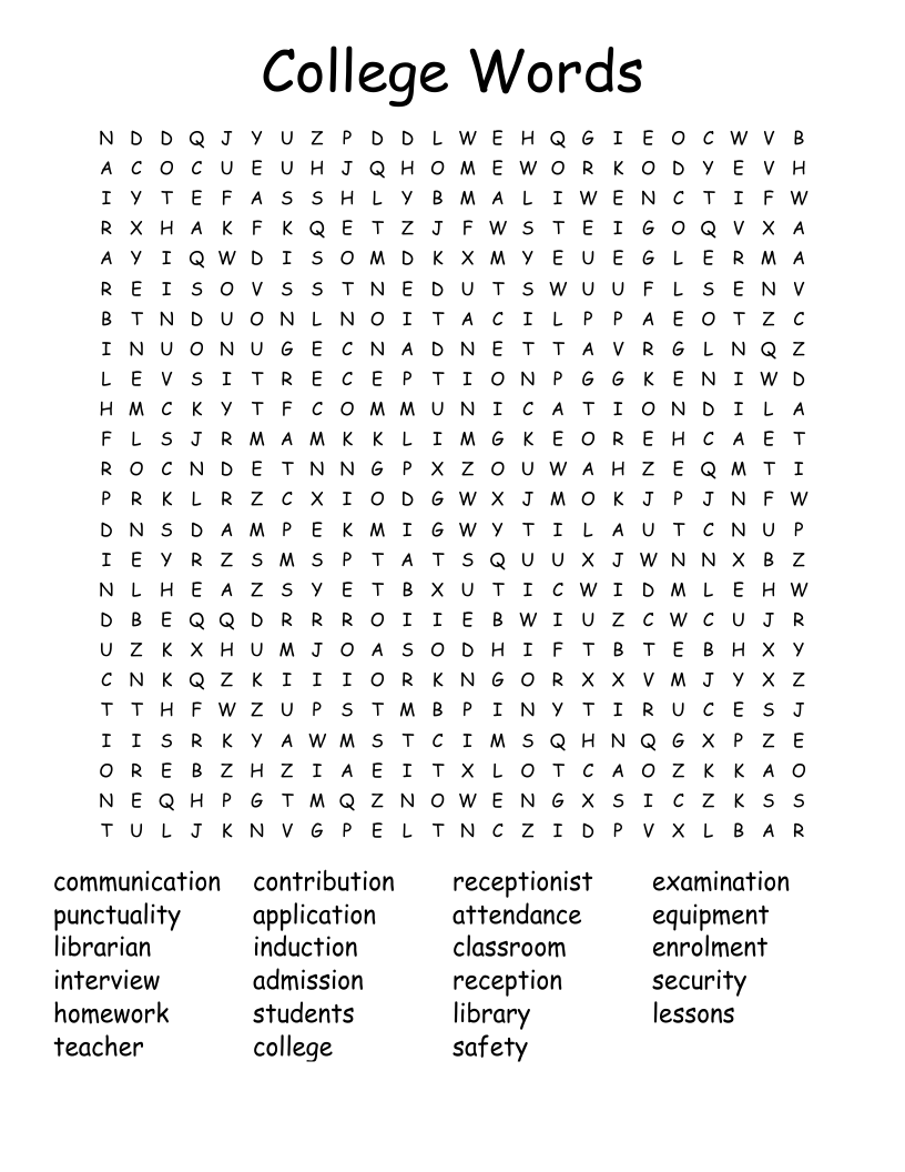 College Words  Word Search