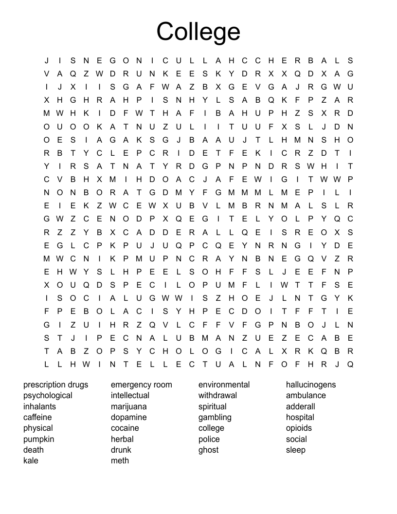 College  Word Search