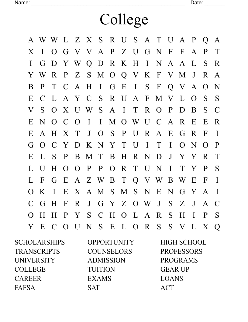 College  Word Search