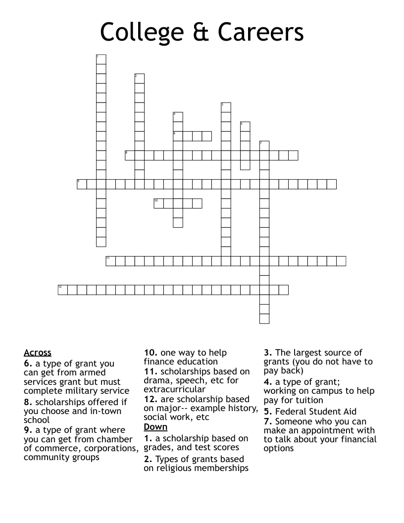 College & Careers Crossword