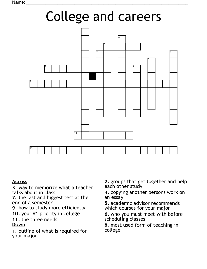 College and careers Crossword