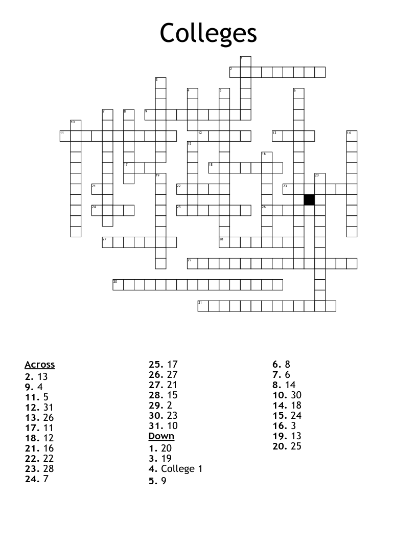 Colleges Crossword