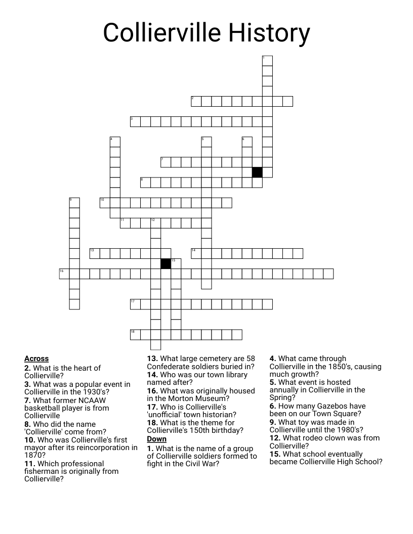 Collierville History Crossword