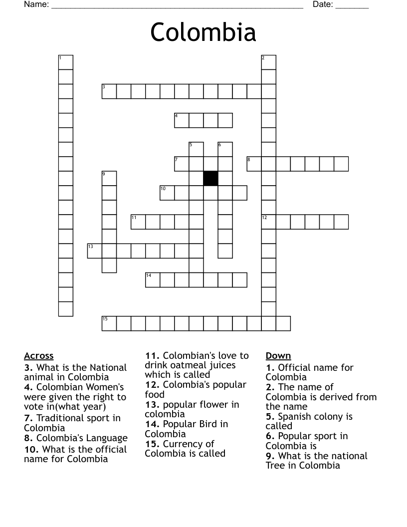 Colombia Crossword