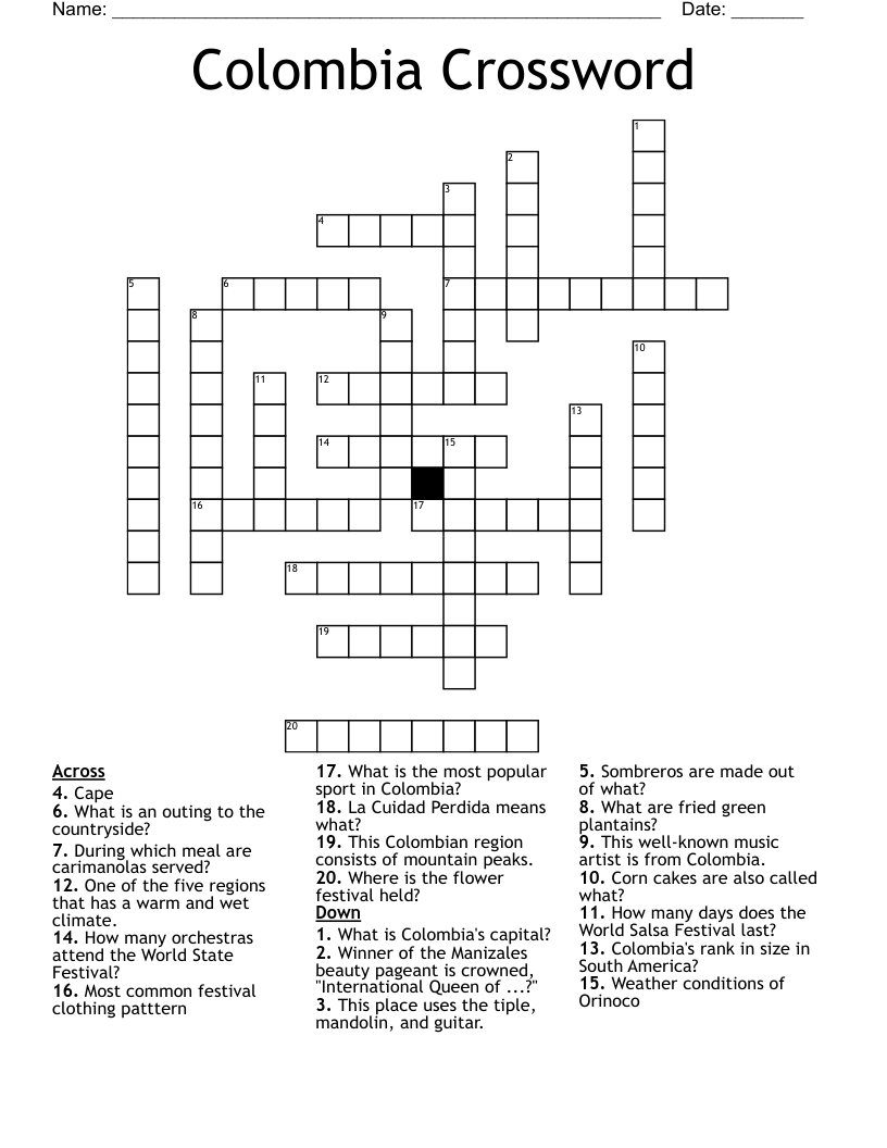 Colombia Crossword
