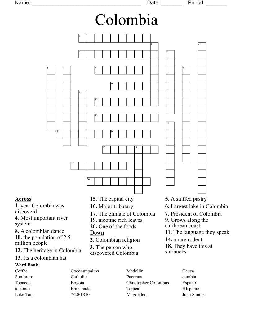 Colombia  Crossword