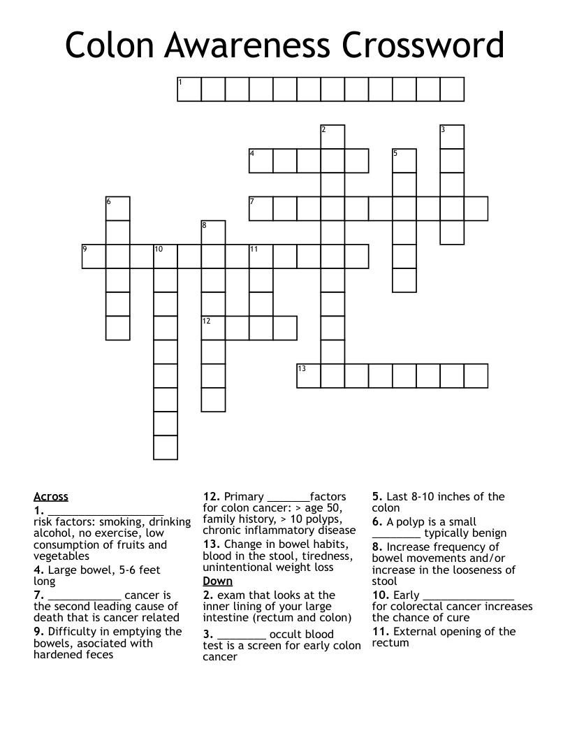 Colon Awareness Crossword