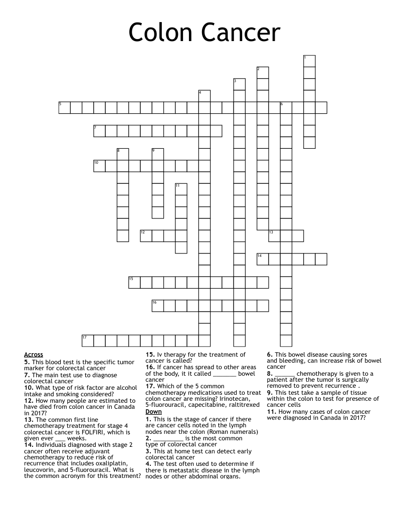 Colon Cancer Crossword