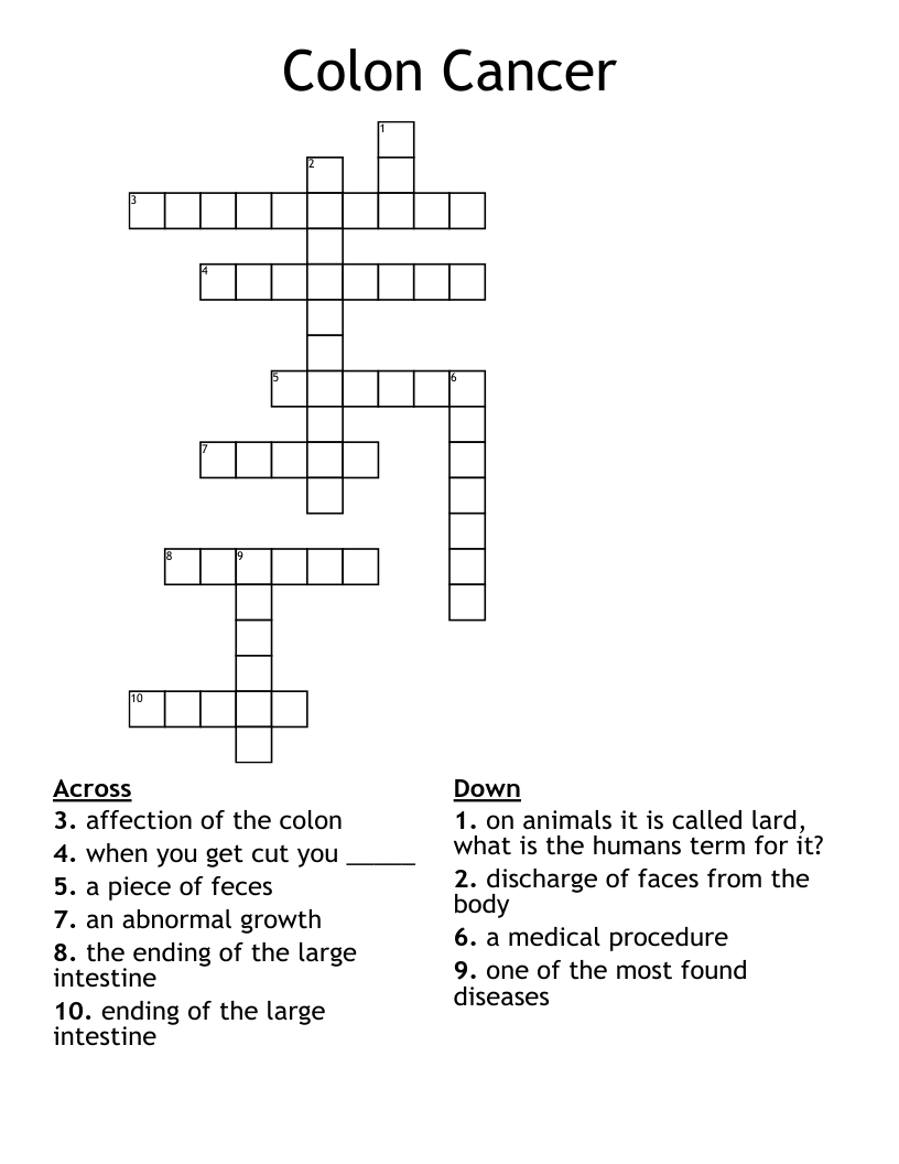 Colon Cancer Crossword