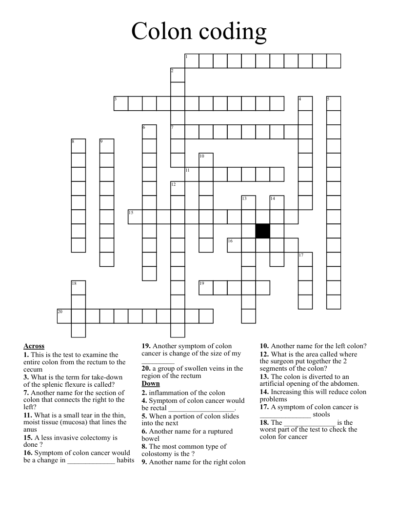 Colon coding  Crossword