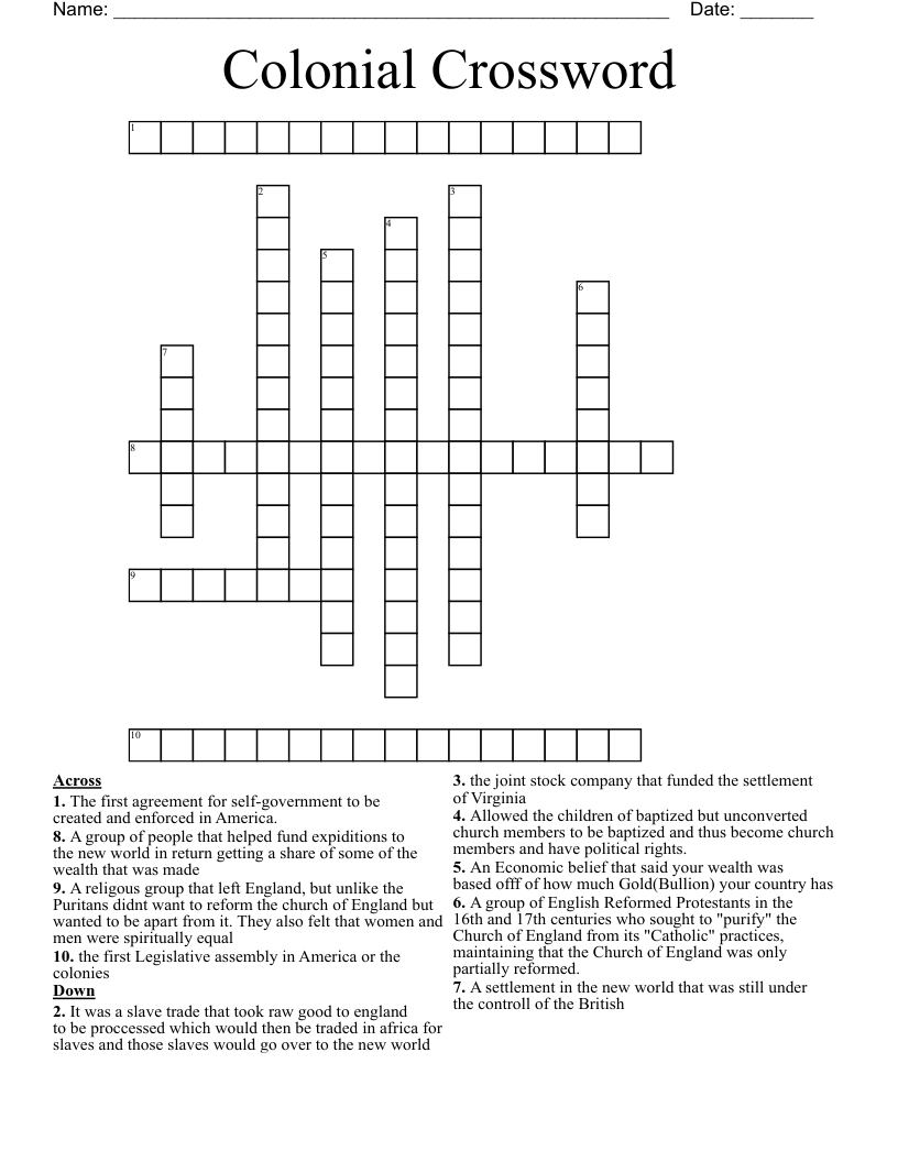 Colonial Crossword